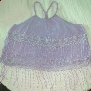 Charlotte Russe Tops | Lavender Lace Halter Crop Top | Color: Purple | Size: XL